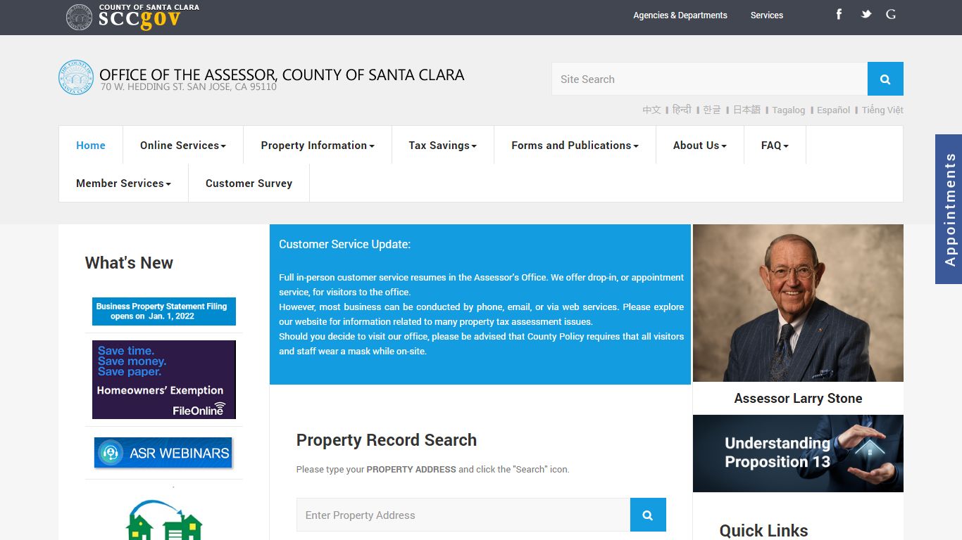 Santa Clara County Assessor's Public Portal